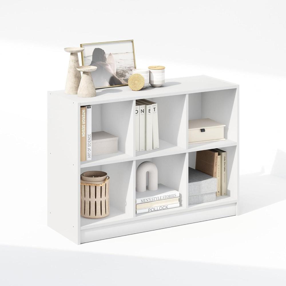 imageFurinno Basic Book Shelf 3x2 Bookshelf Cube Organizer Cabinet Bookcase with Shelf Storage 119 x 316 x 236 for Living Room Bedroom Home Office EspressoWhite