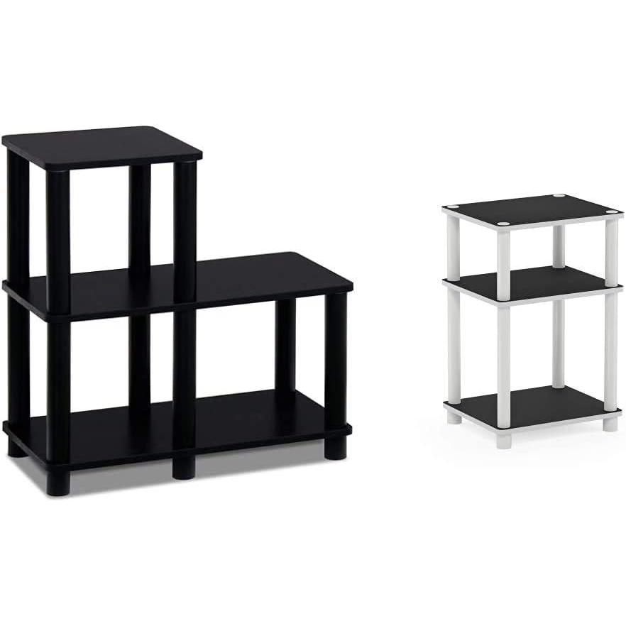 imageFurinno TurnNTube Accent Decorative Shelf EspressoBlack Just 3Tier TurnNTube End TableSide TableNight StandBedside Table with Plastic Poles 1Pack WhiteWhite