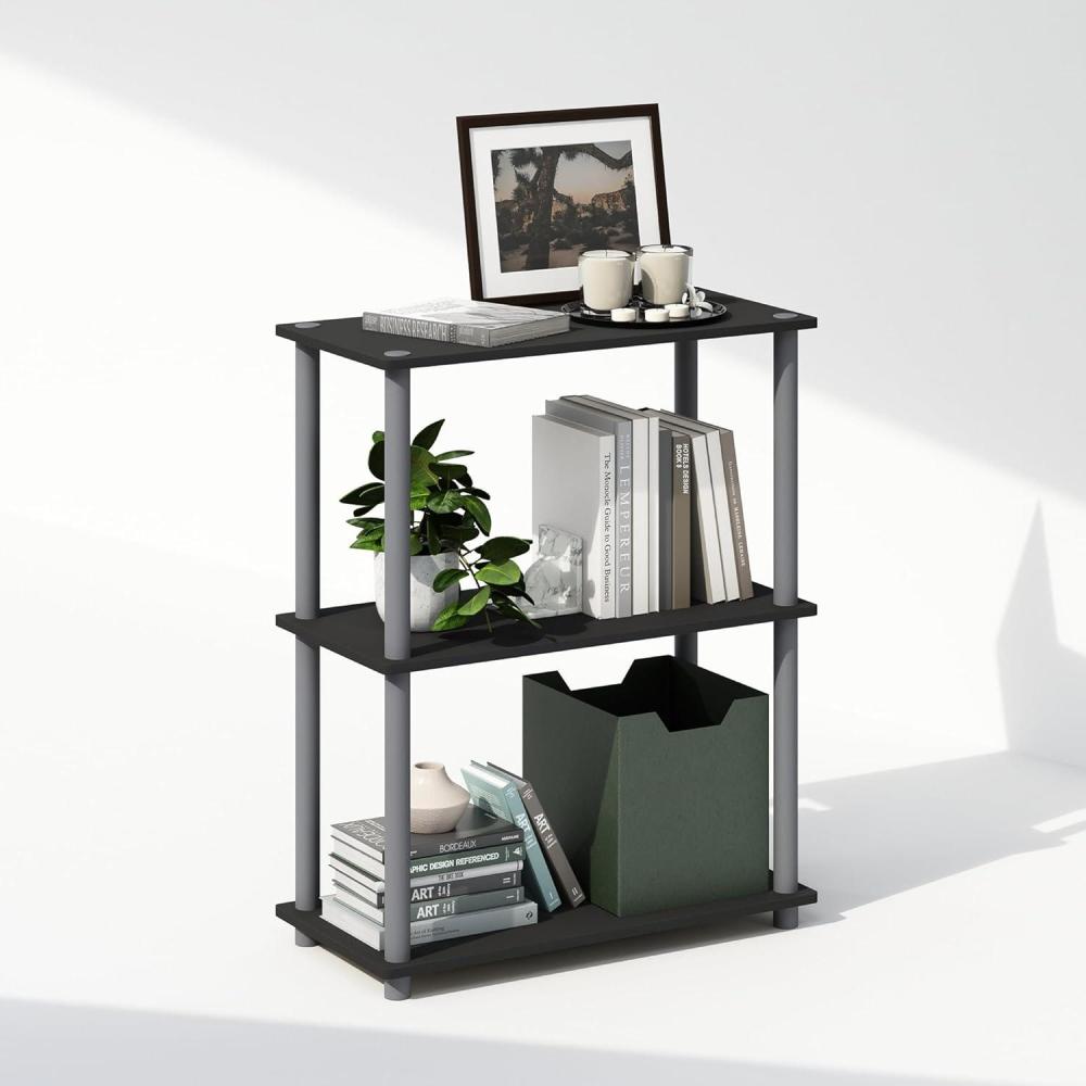 imageFurinno TurnNTube Book Shelf 4Tier Bookshelf Bookcase with Multipurpose Compact Display Rack 116 x 236 x 432 for Living Room Bedroom Home Office Dark WalnutBlackGrey