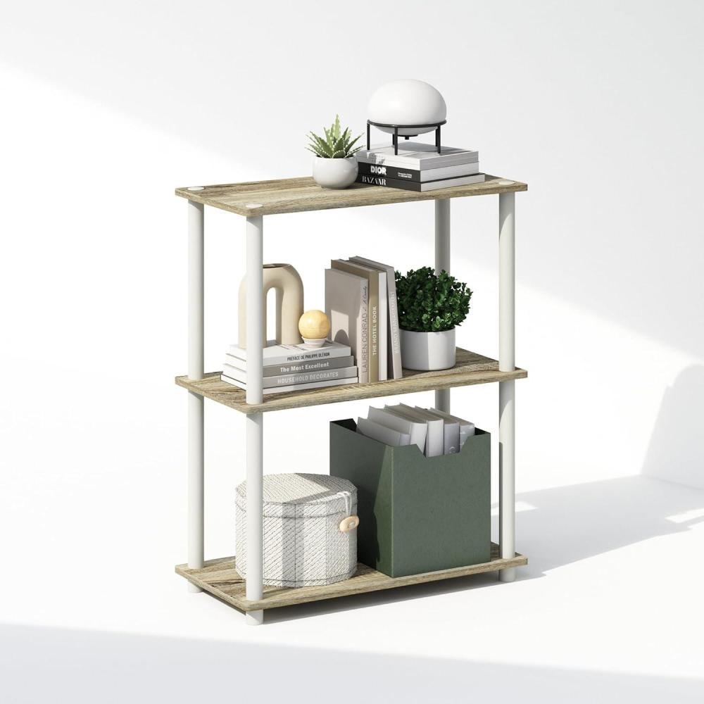 imageFurinno TurnNTube Book Shelf 4Tier Bookshelf Bookcase with Multipurpose Compact Display Rack 116 x 236 x 432 for Living Room Bedroom Home Office Dark WalnutSonoma OakWhite