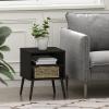 Furinno Claude Side Table, 2-Tier Square Mid-Century End Table with Wooden Legs, Open Shelf Night Stand, Bedside Table, for Living Room, Bedroom, Espresso(Espresso)