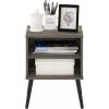 Furinno Claude Side Table, 2-Tier Square Mid-Century End Table with Wooden Legs, Open Shelf Night Stand, Bedside Table, for Living Room, Bedroom, Espresso(French Oak Grey)