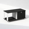Furinno Simple Coffee Table, Side Table with Bin Drawer, Black