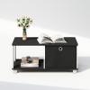 Furinno Simple Coffee Table, Side Table with Bin Drawer, Black