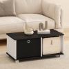 Furinno Simple Coffee Table, Side Table with Bin Drawer, Black