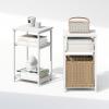 Furinno Simplistic Night Stand Set of 2, 3-Tier Open Shelf Design Nightstand with Metal Frame, Bedside Table, End Table, Side Table, for Bedroom, Living Room, White