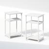 Furinno Simplistic Night Stand Set of 2, 3-Tier Open Shelf Design Nightstand with Metal Frame, Bedside Table, End Table, Side Table, for Bedroom, Living Room, White