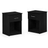 Furinno TIDUR Night Stand Set of 2, Modern Nightstand with Drawer and Open Shelf, End Table, Side Table, for Bedroom, Living Room, Dark Americano