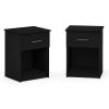 Furinno TIDUR Night Stand Set of 2, Modern Nightstand with Drawer and Open Shelf, End Table, Side Table, for Bedroom, Living Room, Dark Americano