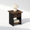 Furinno TIDUR Night Stand, Square Round Corner Nightstand with Storage Bin, Bedside Table, End Table, Side Table with Storage Shelf, for Bedroom, Living Room, Espresso(Amber Pine/Black)