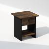 Furinno TIDUR Night Stand, Square Round Corner Nightstand with Storage Bin, Bedside Table, End Table, Side Table with Storage Shelf, for Bedroom, Living Room, Espresso(Amber Pine/Black)