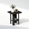 Furinno TIDUR Night Stand, Square Round Corner Nightstand with Storage Bin, Bedside Table, End Table, Side Table with Storage Shelf, for Bedroom, Living Room, Espresso(Espresso)
