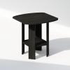 Furinno TIDUR Night Stand, Square Round Corner Nightstand with Storage Bin, Bedside Table, End Table, Side Table with Storage Shelf, for Bedroom, Living Room, Espresso(Espresso)