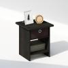 Furinno TIDUR Night Stand, Square Round Corner Nightstand with Storage Bin, Bedside Table, End Table, Side Table with Storage Shelf, for Bedroom, Living Room, Espresso(Espresso/Brown)
