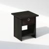 Furinno TIDUR Night Stand, Square Round Corner Nightstand with Storage Bin, Bedside Table, End Table, Side Table with Storage Shelf, for Bedroom, Living Room, Espresso(Espresso/Brown)