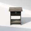Furinno TIDUR Night Stand, Square Round Corner Nightstand with Storage Bin, Bedside Table, End Table, Side Table with Storage Shelf, for Bedroom, Living Room, Espresso(French Oak/Black)