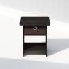 Furinno TIDUR Night Stand, Square Round Corner Nightstand with Storage Bin, Bedside Table, End Table, Side Table with Storage Shelf, for Bedroom, Living Room, Espresso(Espresso/Brown)