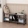 Furinno Turn-N-Tube 3-Tier Multipurpose Wide Shelf TV Stand, French Oak Grey/Black & Just 3-Tier Turn-N-Tube End Table, 2-Pack, French Oak Grey/Black(French Oak Grey/Black)