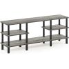 Furinno Turn-N-Tube 3-Tier Multipurpose Wide Shelf TV Stand, French Oak Grey/Black & Just 3-Tier Turn-N-Tube End Table, 2-Pack, French Oak Grey/Black(French Oak Grey/Black)