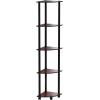 Furinno Turn-N-Tube 5 Tier Corner Display Rack Multipurpose Shelving Unit, 1-Pack, Sonoma Oak/White & Just 3-Tier Turn-N-Tube End Table, 1-Pack, Sonoma Oak/White(Dark Cherry/Black)