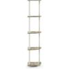 Furinno Turn-N-Tube 5 Tier Corner Display Rack Multipurpose Shelving Unit, 1-Pack, Sonoma Oak/White & Just 3-Tier Turn-N-Tube End Table, 1-Pack, Sonoma Oak/White(Sonoma Oak/White)