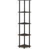 Furinno Turn-N-Tube 5 Tier Corner Display Rack Multipurpose Shelving Unit, 1-Pack, Sonoma Oak/White & Just 3-Tier Turn-N-Tube End Table, 1-Pack, Sonoma Oak/White(Dark Brown Grain/Black)