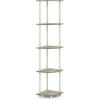 Furinno Turn-N-Tube 5 Tier Corner Display Rack Multipurpose Shelving Unit, 1-Pack, Sonoma Oak/White & Just 3-Tier Turn-N-Tube End Table, 1-Pack, Sonoma Oak/White(Sonoma Oak/White)