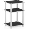 Furinno Turn-N-Tube Accent Decorative Shelf, Espresso/Black Just 3-Tier Turn-N-Tube End Table/Side Table/Night Stand/Bedside Table with Plastic Poles, 1-Pack, White/White