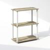 Furinno Turn-N-Tube Book Shelf, 4-Tier Bookshelf, Bookcase with Multipurpose Compact Display Rack, 11.6 x 23.6 x 43.2, for Living Room, Bedroom, Home Office, Dark Walnut(Sonoma Oak/White)
