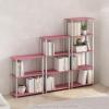 Furinno Turn-N-Tube Book Shelf, 4-Tier Bookshelf, Bookcase with Multipurpose Compact Display Rack, 11.6 x 23.6 x 43.2, for Living Room, Bedroom, Home Office, Dark Walnut(Pink/White)