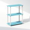 Furinno Turn-N-Tube Book Shelf, 4-Tier Bookshelf, Bookcase with Multipurpose Compact Display Rack, 11.6 x 23.6 x 43.2, for Living Room, Bedroom, Home Office, Dark Walnut(Light Blue/White)