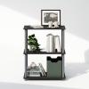 Furinno Turn-N-Tube Book Shelf, 4-Tier Bookshelf, Bookcase with Multipurpose Compact Display Rack, 11.6 x 23.6 x 43.2, for Living Room, Bedroom, Home Office, Dark Walnut(Black/Grey)