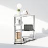 Furinno Turn-N-Tube Book Shelf, 4-Tier Bookshelf, Bookcase with Multipurpose Compact Display Rack, 11.6 x 23.6 x 43.2, for Living Room, Bedroom, Home Office, Dark Walnut(White Oak/Stainless Steel)