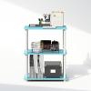 Furinno Turn-N-Tube Book Shelf, 4-Tier Bookshelf, Bookcase with Multipurpose Compact Display Rack, 11.6 x 23.6 x 43.2, for Living Room, Bedroom, Home Office, Dark Walnut(Light Blue/White)
