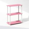 Furinno Turn-N-Tube Book Shelf, 4-Tier Bookshelf, Bookcase with Multipurpose Compact Display Rack, 11.6 x 23.6 x 43.2, for Living Room, Bedroom, Home Office, Dark Walnut(Pink/White)