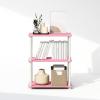 Furinno Turn-N-Tube Book Shelf, 4-Tier Bookshelf, Bookcase with Multipurpose Compact Display Rack, 11.6 x 23.6 x 43.2, for Living Room, Bedroom, Home Office, Dark Walnut(Pink/White)