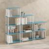 Furinno Turn-N-Tube Book Shelf, 4-Tier Bookshelf, Bookcase with Multipurpose Compact Display Rack, 11.6 x 23.6 x 43.2, for Living Room, Bedroom, Home Office, Dark Walnut(Light Blue/White)