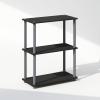 Furinno Turn-N-Tube Book Shelf, 4-Tier Bookshelf, Bookcase with Multipurpose Compact Display Rack, 11.6 x 23.6 x 43.2, for Living Room, Bedroom, Home Office, Dark Walnut(Black/Grey)