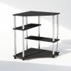Furinno Turn-N-Tube Book Shelf, 4-Tier Bookshelf, Bookcase with Multipurpose Compact Display Rack, 11.6 x 23.6 x 43.2, for Living Room, Bedroom, Home Office, Dark Walnut(Americano/Stainless Steel)