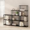 Furinno Turn-N-Tube Book Shelf, 4-Tier Bookshelf, Bookcase with Multipurpose Compact Display Rack, 11.6 x 23.6 x 43.2, for Living Room, Bedroom, Home Office, Dark Walnut(Black/Grey)