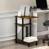 Furinno Turn-N-Tube C Shaped Side Table with Casters, French Oak Grey/Black(Amber Pine/Black)