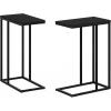 Furinno Turn-N-Tube C Shaped Side Table with Casters, French Oak Grey/Black(Americano)