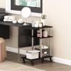 Furinno Turn-N-Tube C Shaped Side Table with Casters, French Oak Grey/Black(Americano/Stainless Steel)