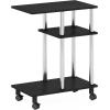 Furinno Turn-N-Tube C Shaped Side Table with Casters, French Oak Grey/Black(Americano/Stainless Steel)