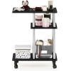 Furinno Turn-N-Tube C Shaped Side Table with Casters, French Oak Grey/Black(Americano/Stainless Steel)
