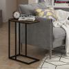 Furinno Turn-N-Tube C Shaped Side Table with Casters, French Oak Grey/Black(Columbia Walnut)