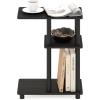 Furinno Turn-N-Tube C Shaped Side Table with Casters, French Oak Grey/Black(Espresso/Black)