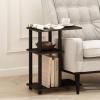 Furinno Turn-N-Tube C Shaped Side Table with Casters, French Oak Grey/Black(Espresso/Black)