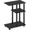 Furinno Turn-N-Tube C Shaped Side Table with Casters, French Oak Grey/Black(Espresso/Black)