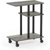 Furinno Turn-N-Tube C Shaped Side Table with Casters, French Oak Grey/Black(French Oak Grey/Black)